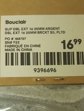 Silver Double Curtain Rod Bracket - 25mm